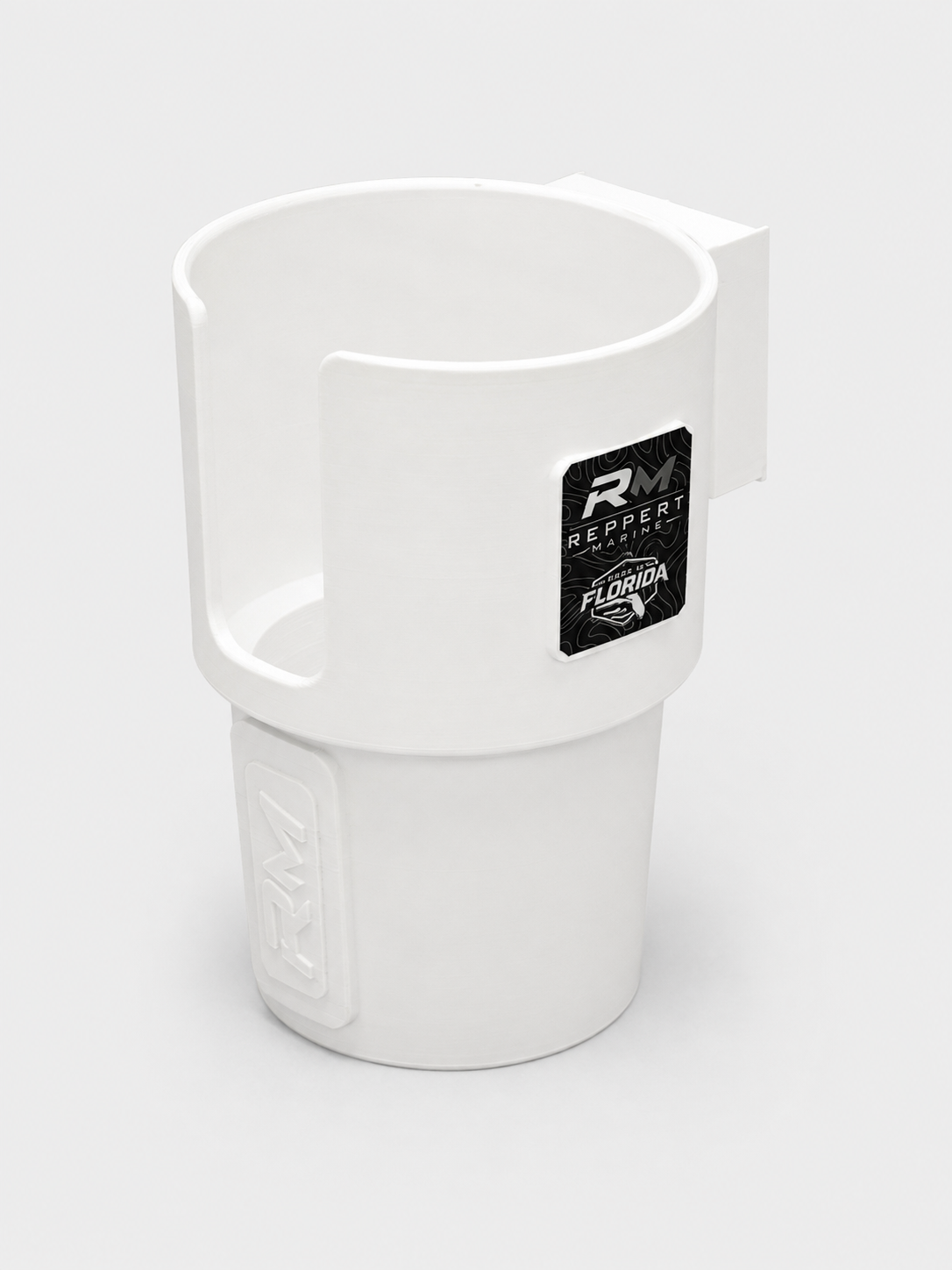 White RepRail universal boat cup holder for T-tops and marine rails