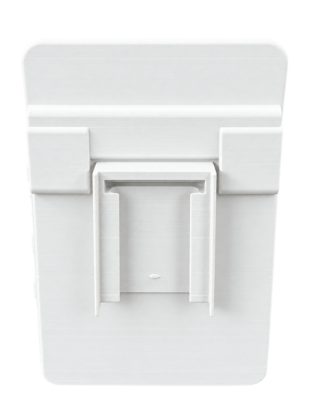 Rear view of white RepRail universal boat phone holder showing quick-change mounting interface