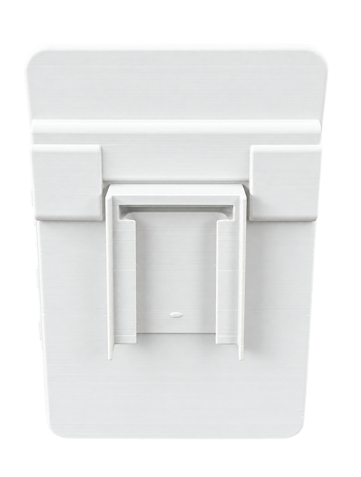 Rear view of white RepRail universal boat phone holder showing quick-change mounting interface