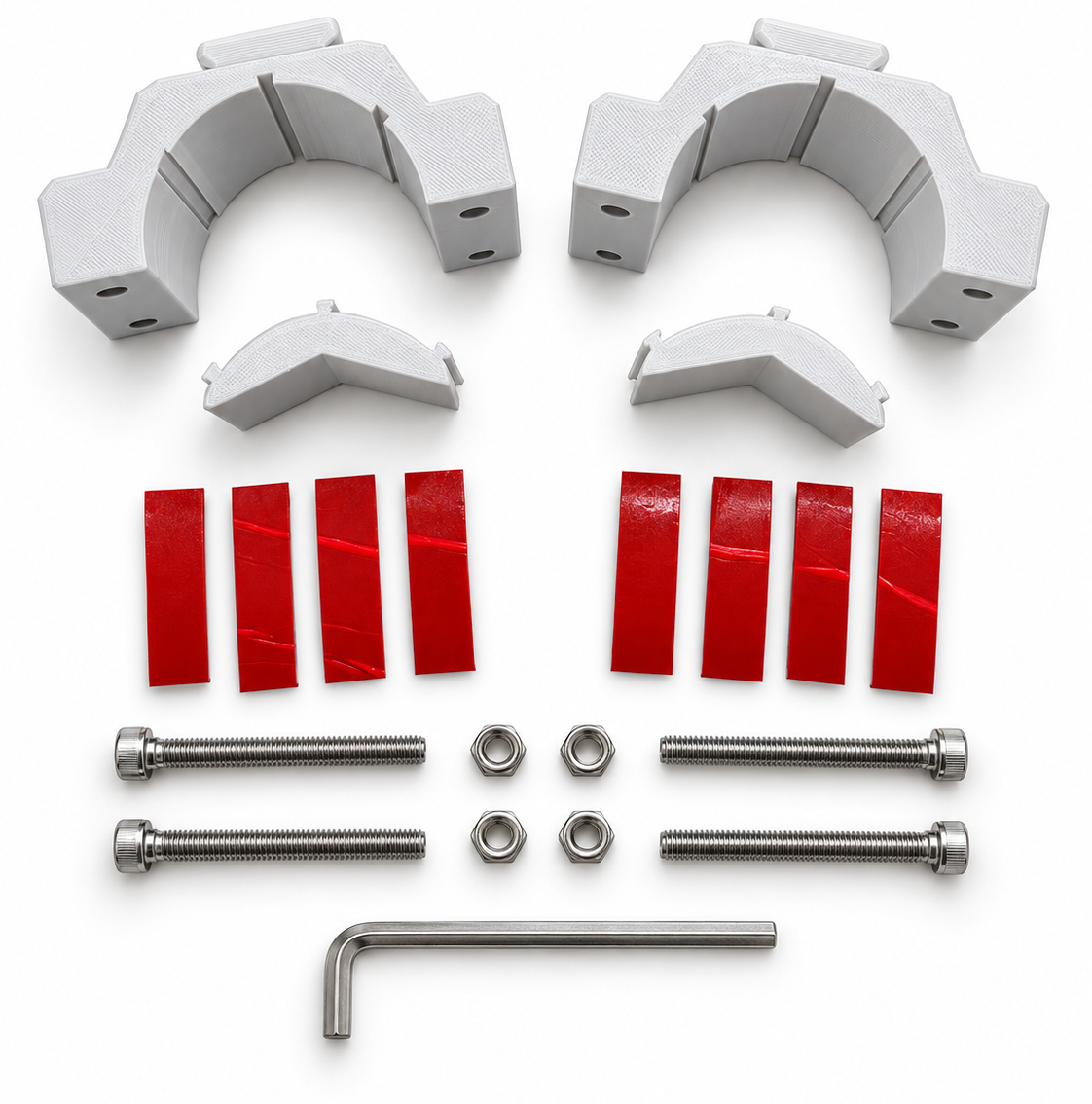 White RepRail RM1 Dual boat rail clamp kit with V-jaws, hardware, grip strips and hex wrench