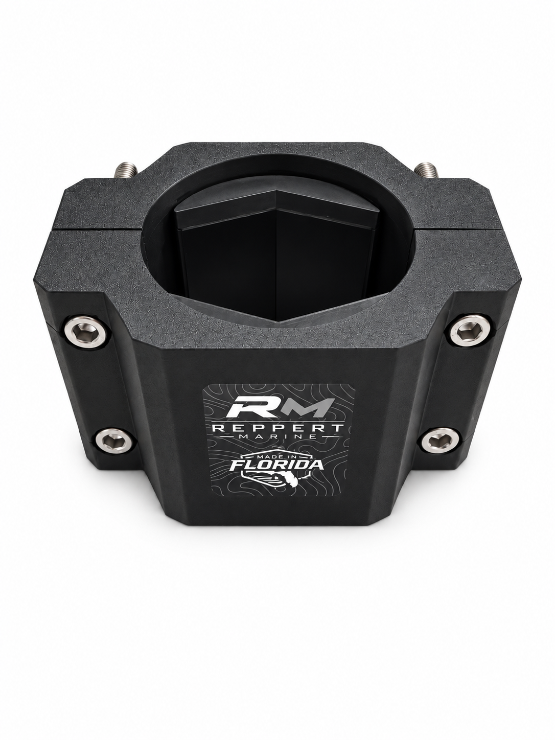 RepRail RM1 Solo universal boat rail clamp in black for T-tops and marine rails